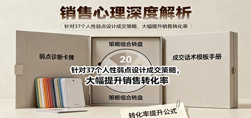 销售心理深度解析：针对37个人性弱点设计成交策略，大幅提升销售转化率！-网创项目总站