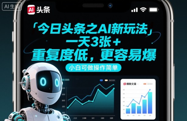 今日头条之AI新玩法，一天3张+，重复度低，更容易爆，小白可做操作简单-网创项目总站