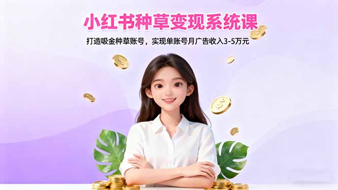 小红书种草变现系统课：打造吸金种草账号，实现单账号月广告收入3-5万元-网创项目总站