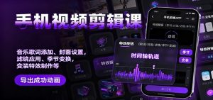 手机视频剪辑课：音乐歌词添加、封面设置、滤镜应用、季节变换、变装特效制作等-网创项目总站