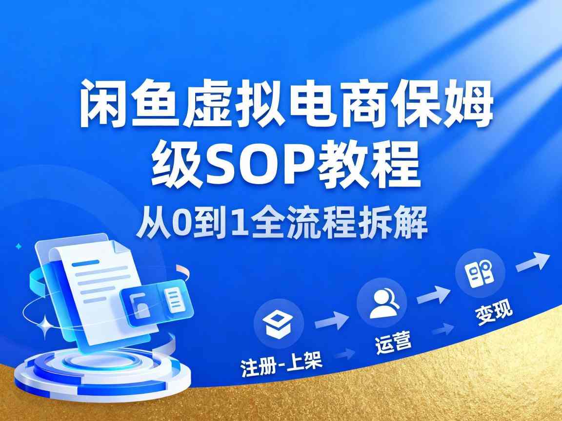 闲鱼虚拟电商，月入轻松过1W，保姆级SOP教程-网创项目总站