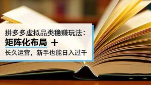 拼多多虚拟品类稳赚玩法：矩阵化布局 + 长久运营，新手也能日入过千-网创项目总站