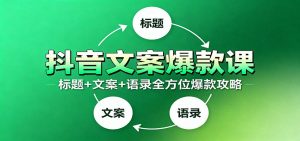 抖音文案爆款课：9大标题绝招，各类型必火文案，100条万能文案情感语录-网创项目总站