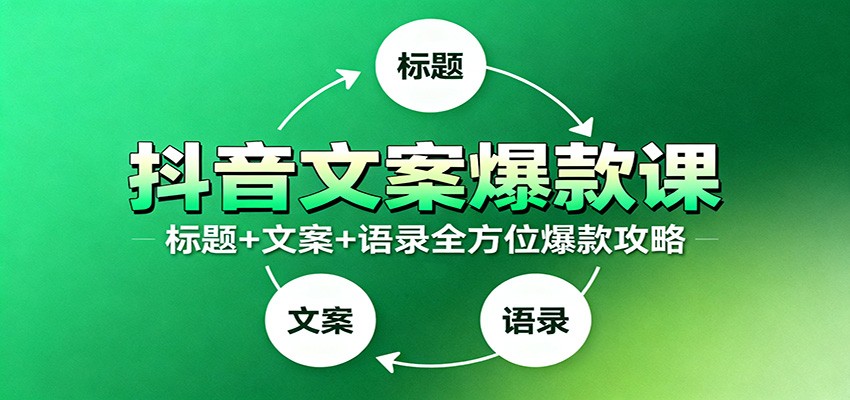 抖音文案爆款课：9大标题绝招，各类型必火文案，100条万能文案情感语录-网创项目总站