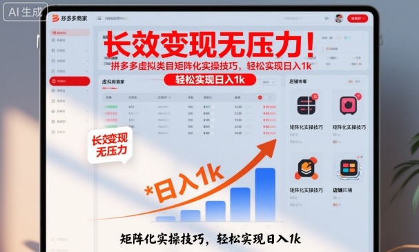 长效变现无压力！拼多多虚拟类目矩阵化实操技巧，轻松实现日入1k【揭秘】-网创项目总站