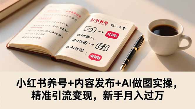 小红书养号+内容发布+AI做图实操，精准引流变现，新手月入过万-网创项目总站
