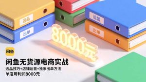 闲鱼无货源电商实战，选品技巧+店铺运营+独家出单方法，单店月利润8000元-网创项目总站