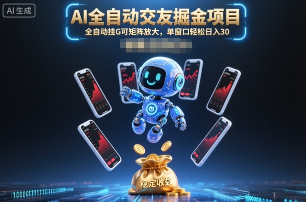AI全自动交友掘金项目，全自动挂G可矩阵放大，单窗口轻松日入30+【揭秘】-网创项目总站