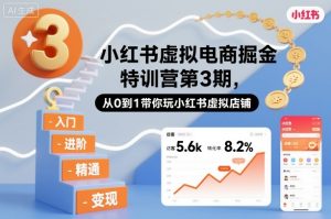 小红书虚拟电商掘金特训营第3期，从0到1带你玩小红书虚拟店铺-网创项目总站