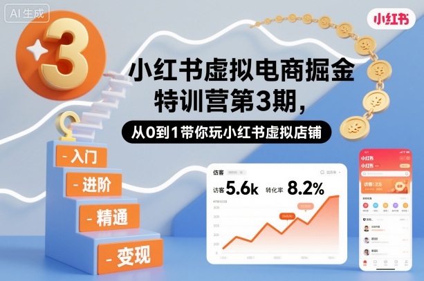 小红书虚拟电商掘金特训营第3期，从0到1带你玩小红书虚拟店铺-网创项目总站