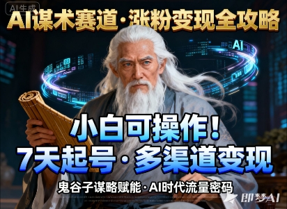 AI谋术赛道，涨粉快速，变现方式多样，小白可操作-网创项目总站