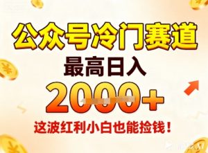 公众号冷门赛道，最高日入1k+，这波红利小白也能捡钱！-网创项目总站