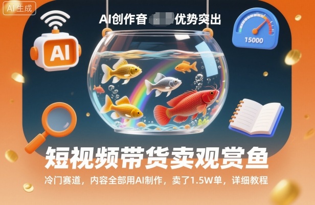 短视频带货卖观赏鱼，冷门赛道，内容全部用AI制作，卖了1.5W单，详细教程-网创项目总站
