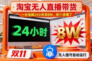 淘宝无人直播带货，一台电脑214小时卖8W，双11卖爆了【揭秘】-网创项目总站