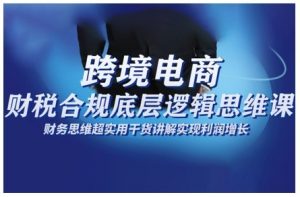 跨境电商财稅合规底层逻辑思维课，财务思维超实用于货讲解实现利润增长-网创项目总站