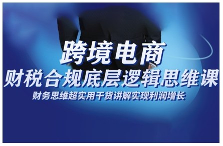 跨境电商财稅合规底层逻辑思维课，财务思维超实用于货讲解实现利润增长-网创项目总站