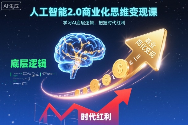人工智能2.0商业化思维变现课，学习AI底层逻辑，把握时代红利-网创项目总站