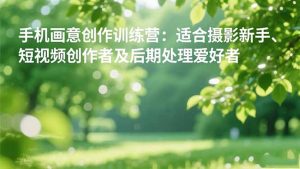 手机摄影之画意创作训练营：适合摄影新手、短视频创作者及后期处理爱好者-网创项目总站
