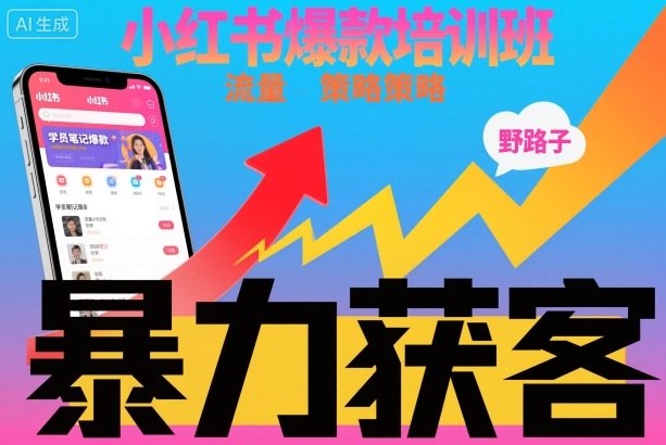 小红书爆款培训班，小红书获客野路子流量打法，暴力持续获客-网创项目总站