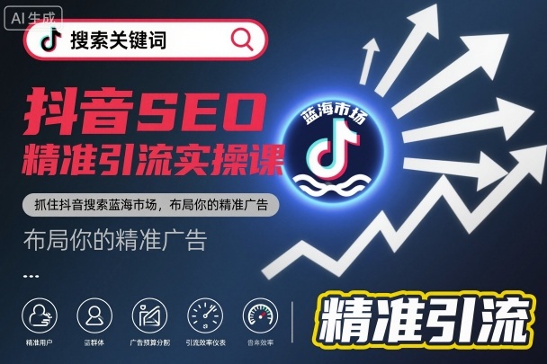 抖音SEO精准引流实操课，抓住抖音搜索蓝海市场，布局你的精准广告-网创项目总站