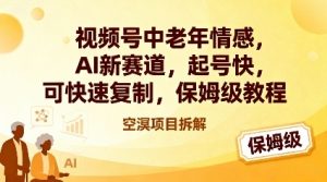 视频号中老年情感,AI新赛道，起号快，可快速复制，保姆级教程-网创项目总站
