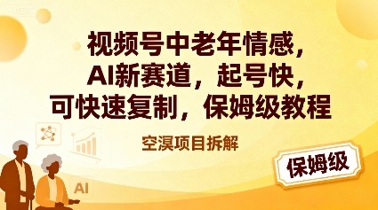 视频号中老年情感,AI新赛道，起号快，可快速复制，保姆级教程-网创项目总站