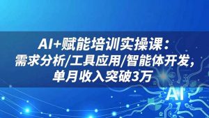 AI+赋能培训实操课：需求分析/工具应用/智能体开发，单月收入突破3万-网创项目总站