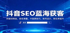 抖音SEO蓝海获客：关键词筛选，排名堆叠，卡首屏技巧，账号设计，转化率提升-网创项目总站