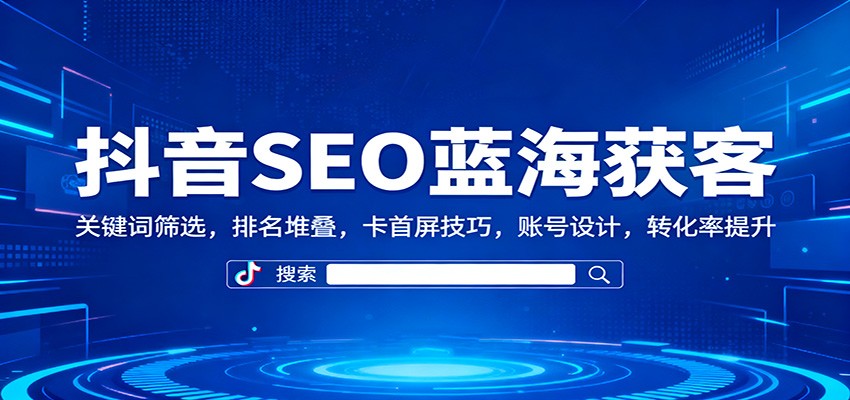 抖音SEO蓝海获客：关键词筛选，排名堆叠，卡首屏技巧，账号设计，转化率提升-网创项目总站