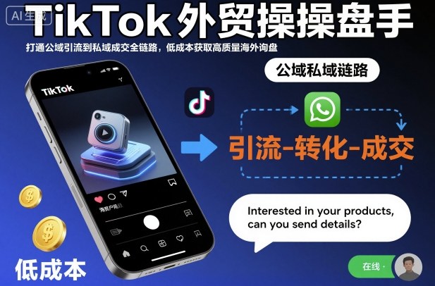 TikTok外贸操盘手，打通公域引流到私域成交全链路，低成本获取高质量海外询盘-网创项目总站