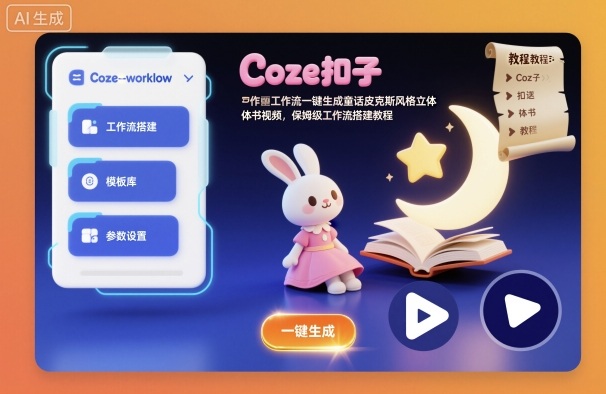Coze扣子工作流一键生成童话皮克斯风格立体书视频，保姆级工作流搭建教程-网创项目总站
