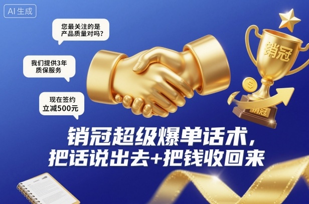 销冠超级爆单话术，把话说出去+把钱收回来-网创项目总站