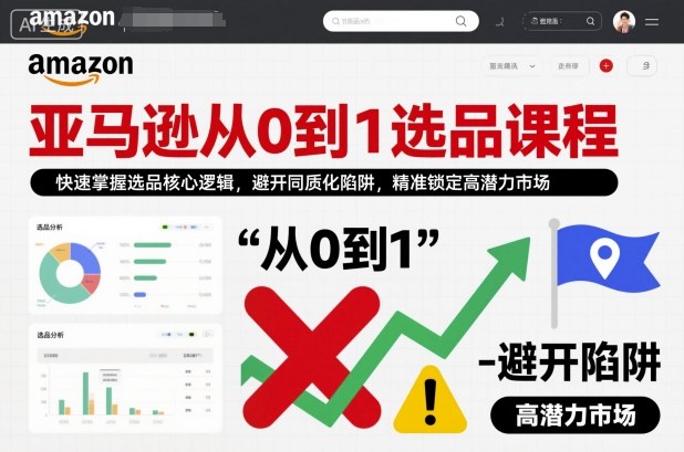 亚马逊从0到1选品课程，快速掌握选品核心逻辑，避开同质化陷阱，精准锁定高潜力市场-网创项目总站