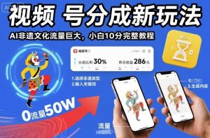视频号分成新玩法，AI非遗文化流量巨大，小白10分钟搞定，完整教程-网创项目总站