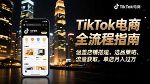 TikTok电商全流程指南，涵盖店铺搭建、选品策略、流量获取，单店月入过万-网创项目总站