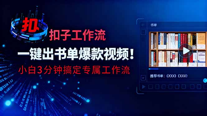 利用扣子工作流一键生成书单爆款视频，小白三分钟搞定专属工作流-网创项目总站
