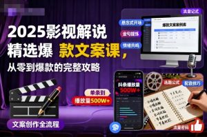 2025影视解说精选爆款文案课，从零到爆款的完整攻略(更新十五十六期)-网创项目总站