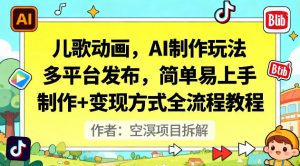 儿歌动画，AI制作玩法，多平台发布，简单易上手，制作+变现方式全流程教程-网创项目总站
