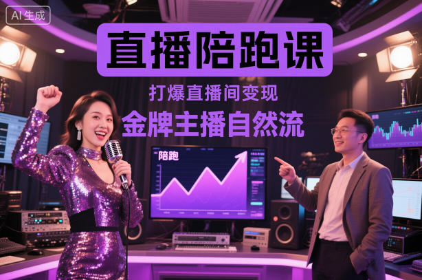 直播陪跑课，金牌主播自然流打爆直播间，复制高变现玩法-网创项目总站