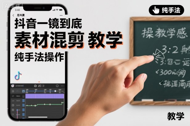 抖音一镜到底素材混剪教学，纯手法操作-网创项目总站