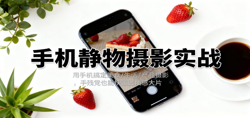 手机静物摄影实战，用手机搞定美食/生活/产品摄影，手残党也能快速出质感大片-网创项目总站