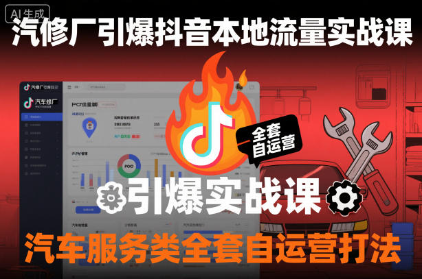汽修厂引爆抖音本地流量实战课，汽车服务类全套自运营打法-网创项目总站