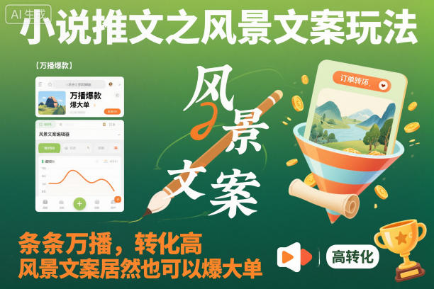 小说推文之风景文案玩法，条条万播，转化高，风景文案居然也可以爆大单！-网创项目总站