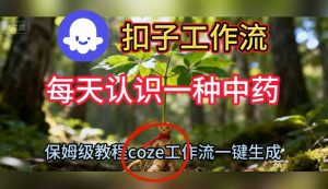 Coze扣子工作流一键生成每天认识一种中药短视频，保姆级搭建教学-网创项目总站