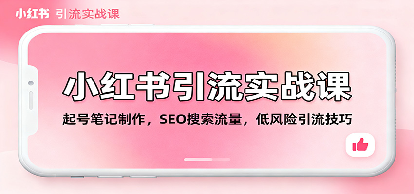 小红书引流实战课：起号笔记制作，SEO搜索流量，低风险引流技巧-网创项目总站