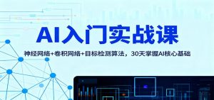 AI入门实战课：神经网络+卷积网络+目标检测算法，30天掌握AI核心基础-网创项目总站