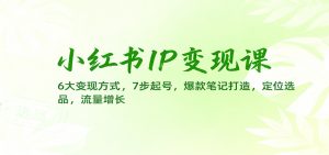 小红书IP变现课：6大变现方式，7步起号，爆款笔记打造，定位选品，流量增长-网创项目总站
