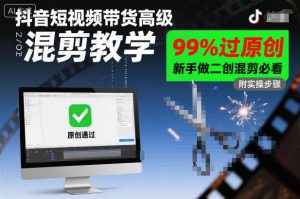 抖音短视频带货高级混剪教学，99%过原创，新手做二创混剪必看-网创项目总站
