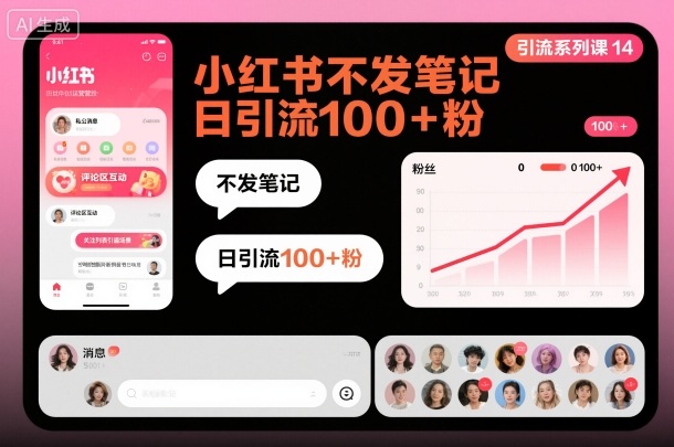 引流系列课14：小红书不发笔记日引流100+粉-网创项目总站