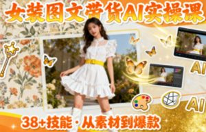 女装图文带货的AI实操课，覆盖38个实用技能，快速提升素材制作效率-网创项目总站